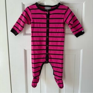 Coccoli Infant Fuchsia and Brown Striped Footie